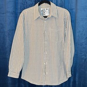 Vintage Old Navy VIP Access Brown & White Checkered Casual Button Down Shirt XXL